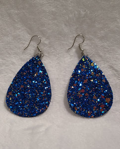 Tear Drop PU Leather Glitter Earrings