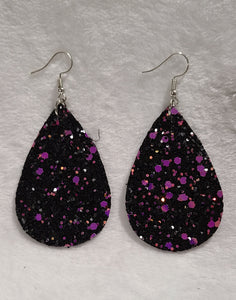 Tear Drop PU Leather Glitter Earrings