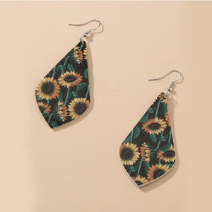 Sunflower Leather Earrings