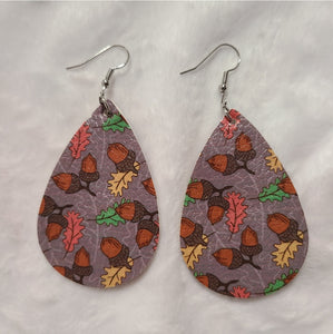 Fall Tear-Drop Leather Earrings