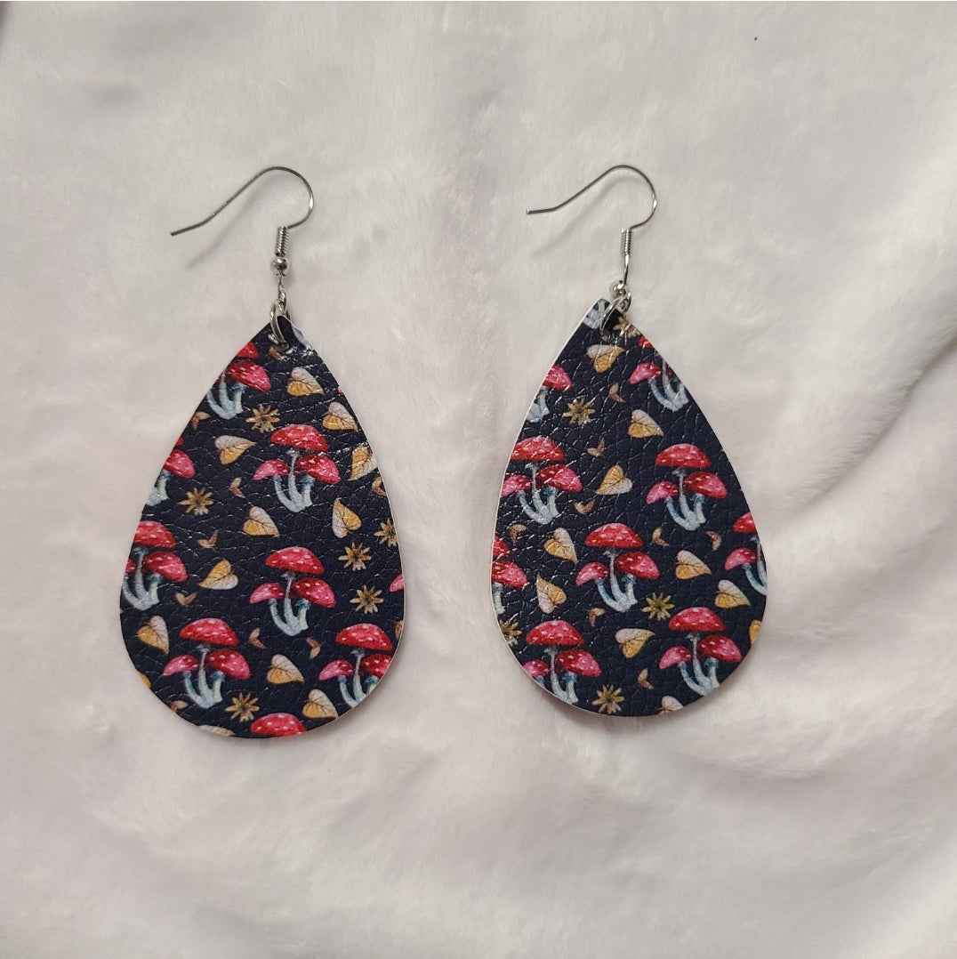 Fall Tear-Drop Leather Earrings