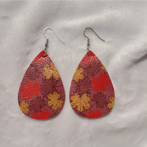 Fall Tear-Drop Leather Earrings