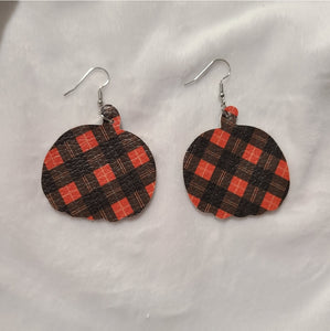 Plaid Pumpkin Dangle Earrings