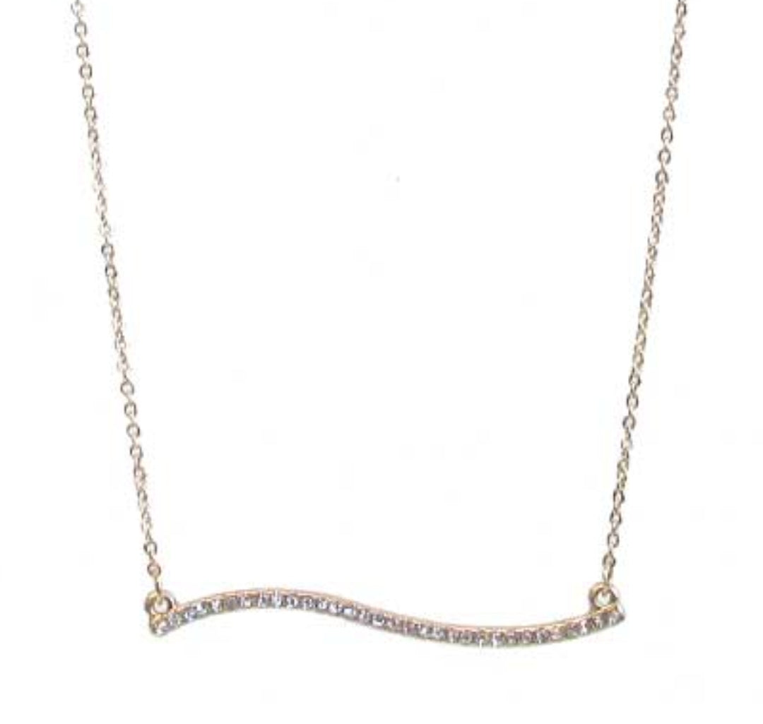 Wave Crystal Bar Necklace