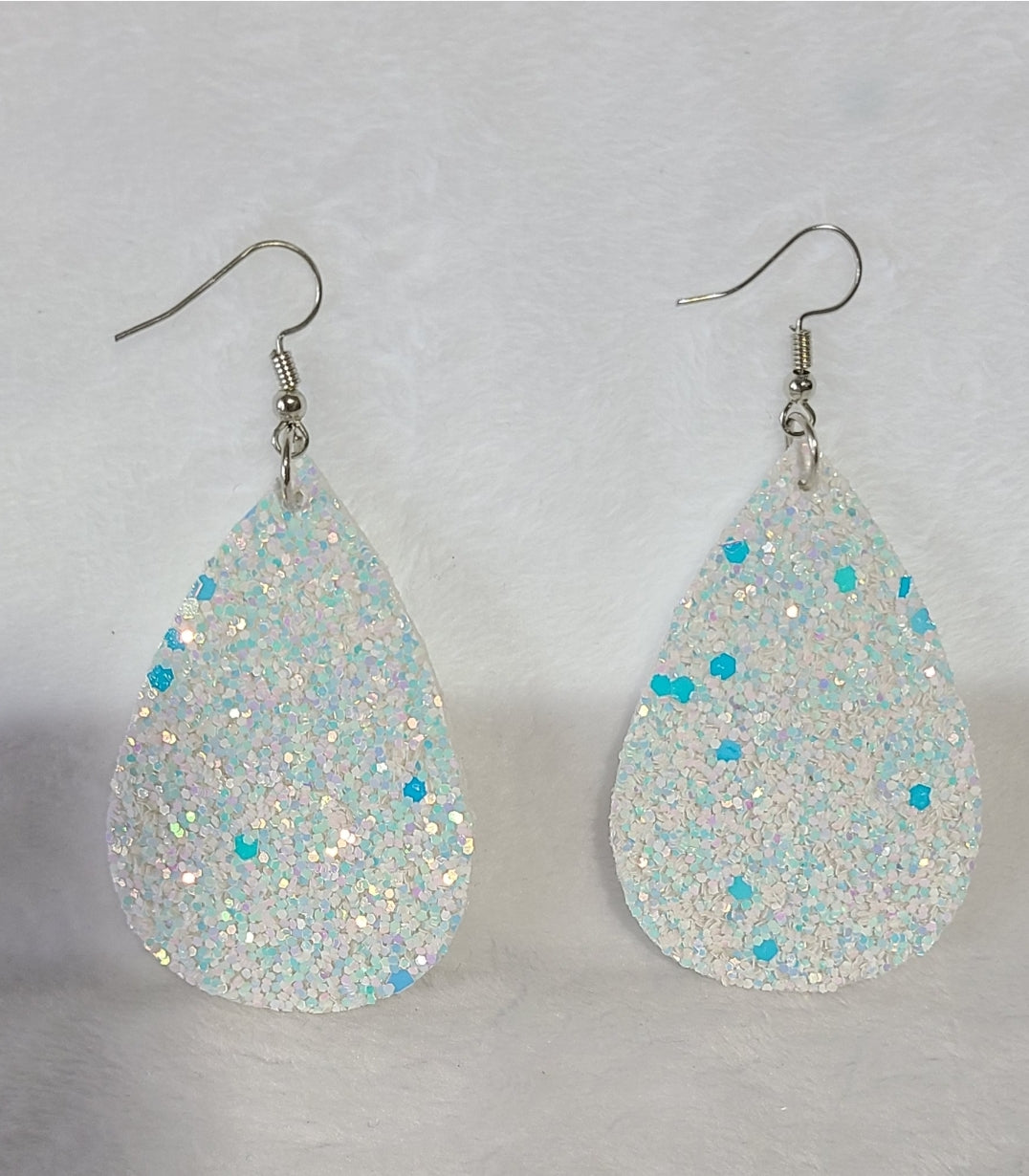 Tear Drop PU Leather Glitter Earring