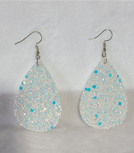 Tear Drop PU Leather Glitter Earring