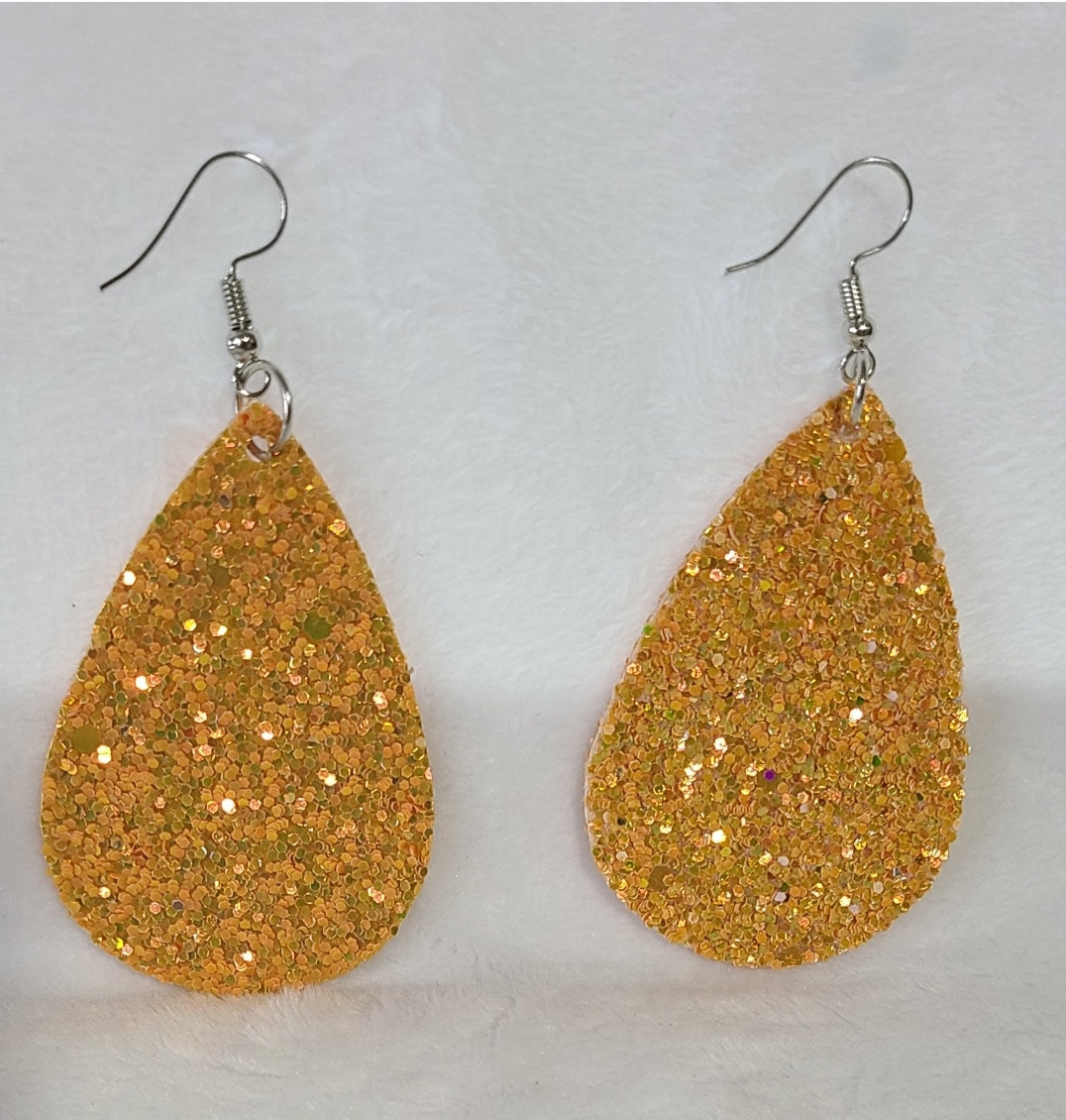 Tear Drop PU Leather Glitter Earrings