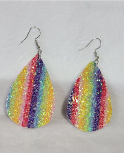 Tear Drop PU Leather Glitter Earring